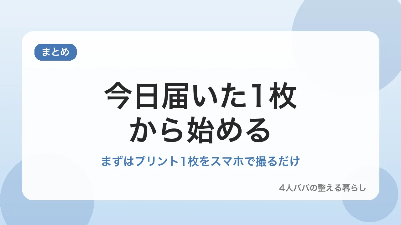 今日届いたプリント1枚から始めることをすすめるまとめのバナー画像